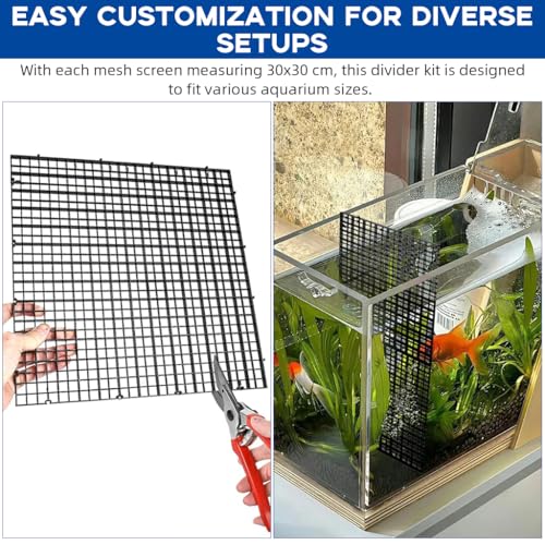 Qpets® 12PCS Fish Tank Divider Kit Mesh Screen with Suction Cups PP Plastic Aquarium Isolation Board Separator for Dividing Fish Turtles Lizards 30x30cm Qpets® 12PCS Fish Tank Divider Kit Mesh Screen with Suction Cups PP Plastic Aquarium Isolation Board Separator for Dividing Fish Turtles Lizards 30x30cm